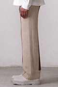 Fibula Striped Hand-knitted Pants- Beige - The Silk Road 