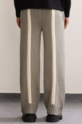 Fibula Striped Hand-knitted Pants- Grey - The Silk Road 
