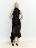 Reba - Sequin Midi Dress with Open Back