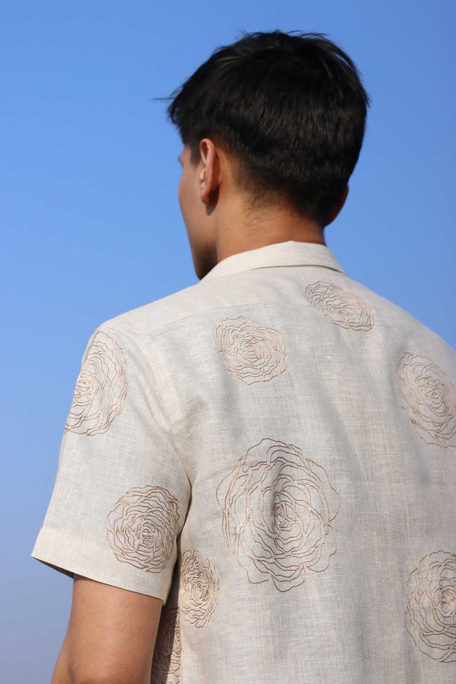 Cotton linen floral shirt