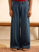 Indigo Box-Pleat Denim