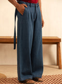 Indigo Box-Pleat Denim