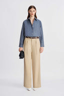 Indigo & Creme Stripe Cotton Shirt