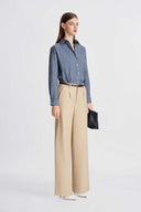 Indigo & Creme Stripe Cotton Shirt