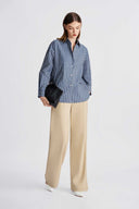 Indigo & Creme Stripe Cotton Shirt