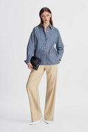 Indigo & Creme Stripe Cotton Shirt