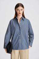 Indigo & Creme Stripe Cotton Shirt