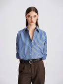 Indigo & Crème Stripe Cotton Shirt