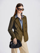 Green Olive Double-Breasted Blazer