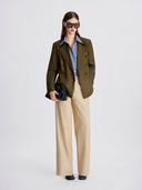 Green Olive Double-Breasted Blazer