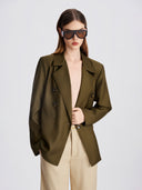 Green Olive Double-Breasted Blazer