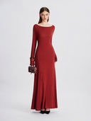 Cherry Wine Backless Maxi Dress