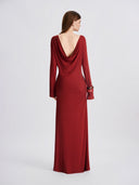 Cherry Wine Backless Maxi Dress