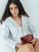 Kayla Leather Jacket Washed White