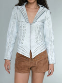 Kayla Leather Jacket Washed White