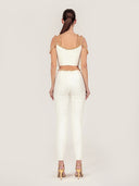 Gold-Thread Embroidered Tweed Pants