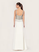 White Crystal-Embellished Maxi Dress