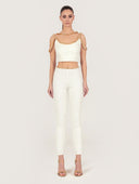 Gold Thread Embroidered Tweed Top