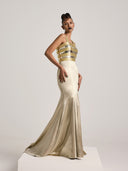 Gathered Chiffon Dress with Arc panels