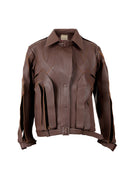 Brianna Oversized Leather Jacket Brown