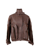 Brianna Oversized Leather Jacket Brown