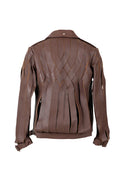 Brianna Oversized Leather Jacket Brown