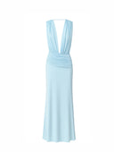 Nazli Ceren Vivienne long jersey dress in baby blue
