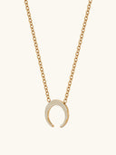 925 Sterling Silver Diamond Crescent Necklace