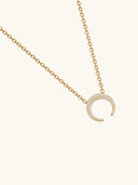 925 Sterling Silver Diamond Crescent Necklace