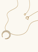 925 Sterling Silver Diamond Crescent Necklace