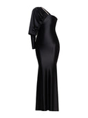 Irina One-Shoulder Gown with Crystal Chain