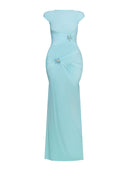 Clara Draped Gown with Crystal Flowers