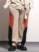 Panelled Hand-knitted Trousers - Orange