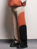 Panelled Hand-knitted Trousers - Orange