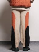 Panelled Hand-knitted Trousers - Orange