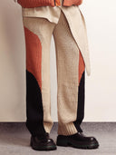 Panelled Hand-knitted Trousers - Orange