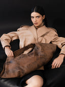 Ophelia Oversized Leather Bag Washed Brown