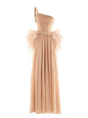 Gold Embroidered Feather Gown