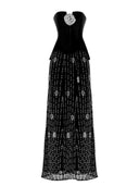 Embroidered Noir Velvet Gown