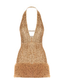 Gold Sequin Tulle-Detail Dress