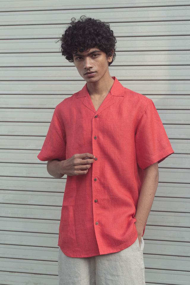 Do me a solid - Red Linen Shirt