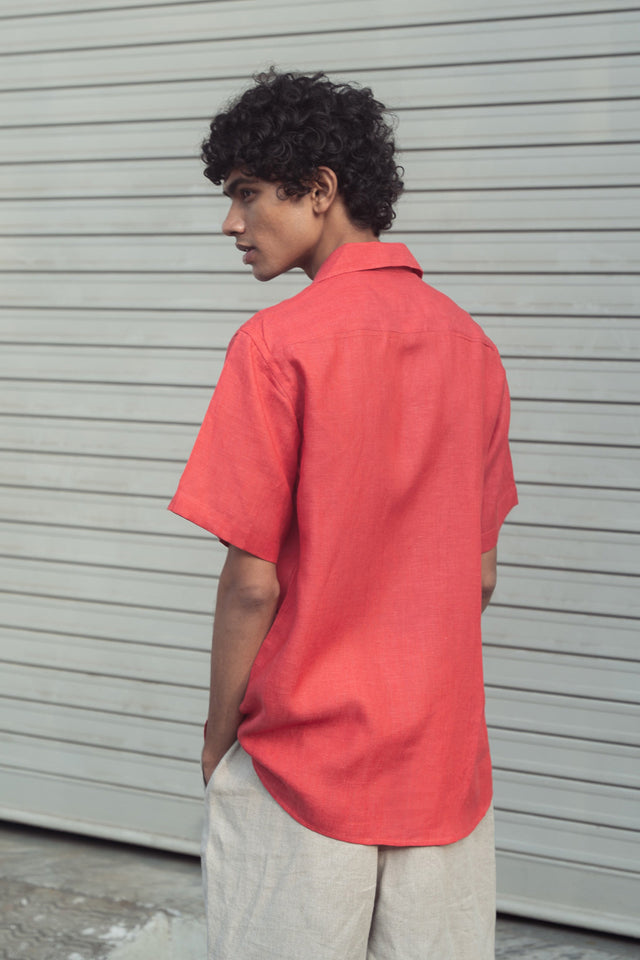 Do me a solid - Red Linen Shirt