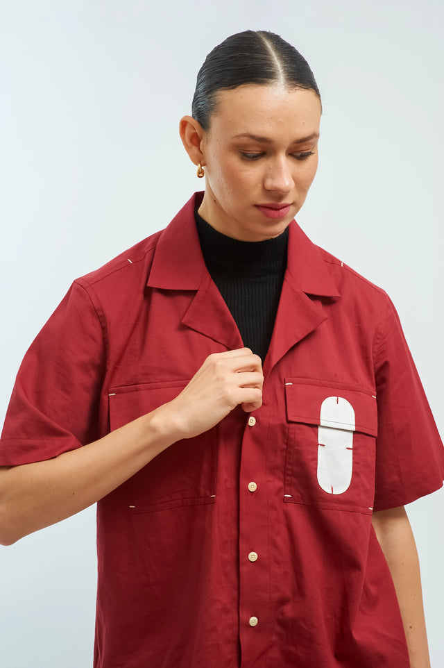 Red Stapled Shirt - The Silk Road 