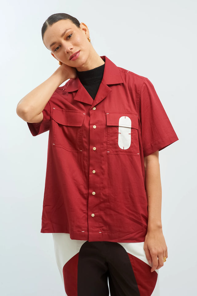 Red Stapled Shirt - The Silk Road 