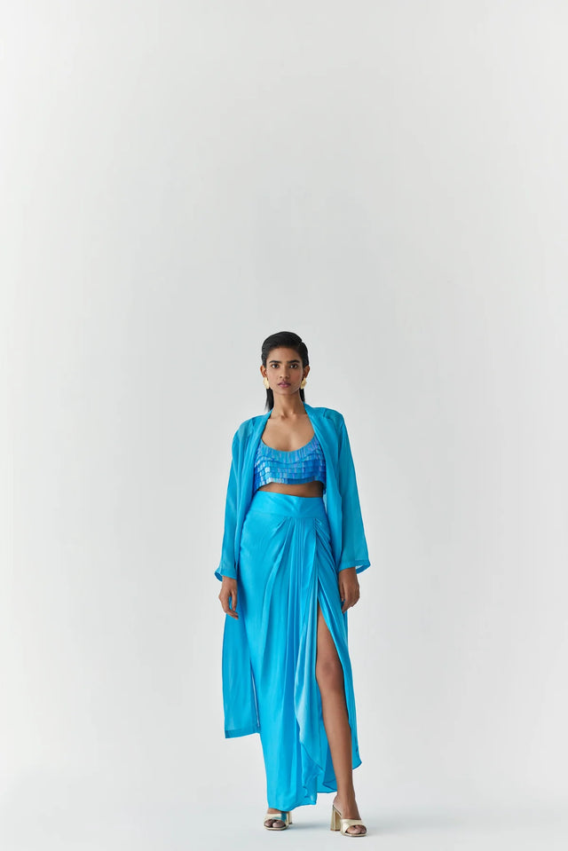Macaw Sequin Blouse & Drape Skirt
