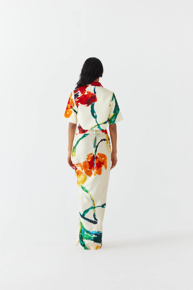 Monet crop blazer & draped skirt co-ord