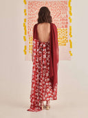 Rose Scarlet Slip Draped Dress