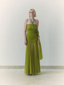 Green Draped Dupatta Dress