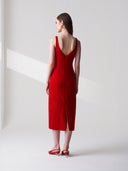 Wool Blend Midi Dress In Red