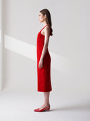 Wool Blend Midi Dress In Red